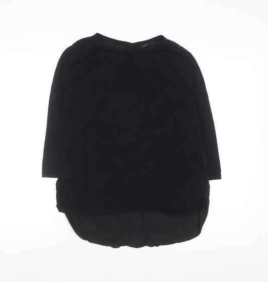 COS Women Black 3/4 Sleeve Silk Back Cotton Blouse Size S