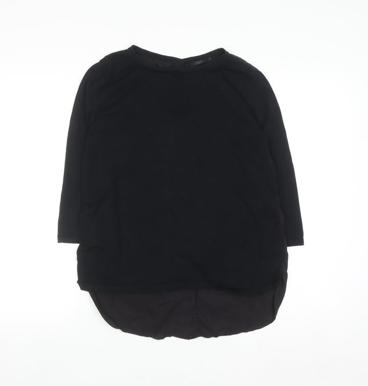 COS Women Black 3/4 Sleeve Silk Back Cotton Blouse Size S