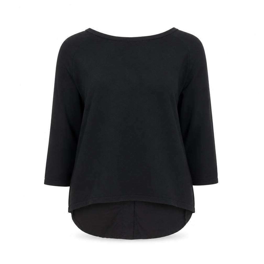 Front view of COS Women Black 3/4 Sleeve Silk Back Cotton Blouse, size S