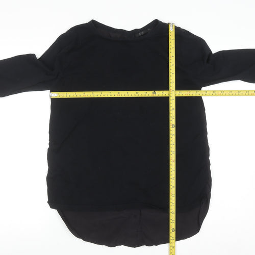 COS Women Black 3/4 Sleeve Silk Back Cotton Blouse Size S