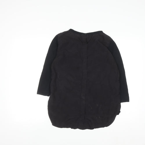 COS Women Black 3/4 Sleeve Silk Back Cotton Blouse Size S