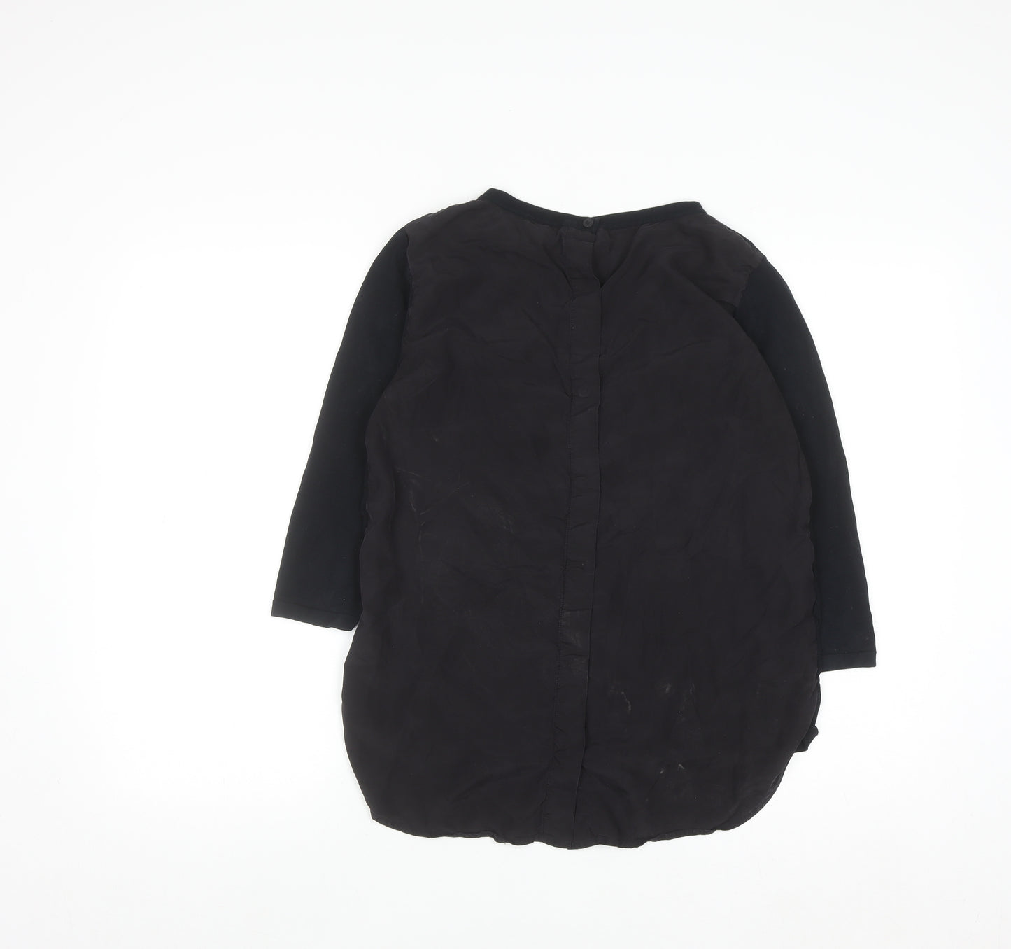 COS Women Black 3/4 Sleeve Silk Back Cotton Blouse Size S