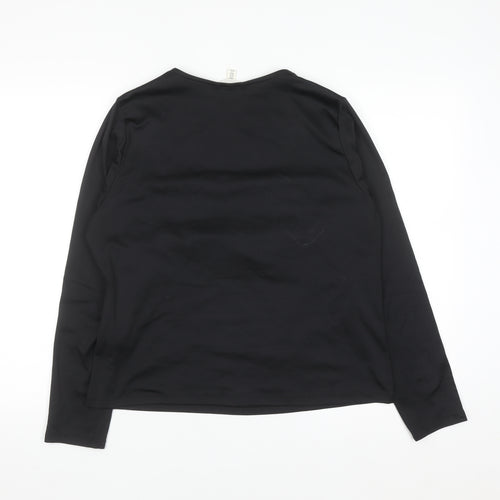 H&M Women Black Square Neck Long Sleeve Jersey Blouse Size 14