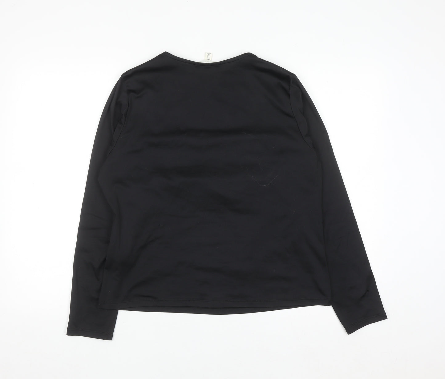 H&M Women Black Square Neck Long Sleeve Jersey Blouse Size 14