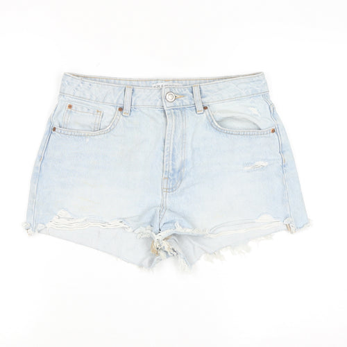 Primark Women Light Blue High Rise Cut-Off Denim Shorts Size 10