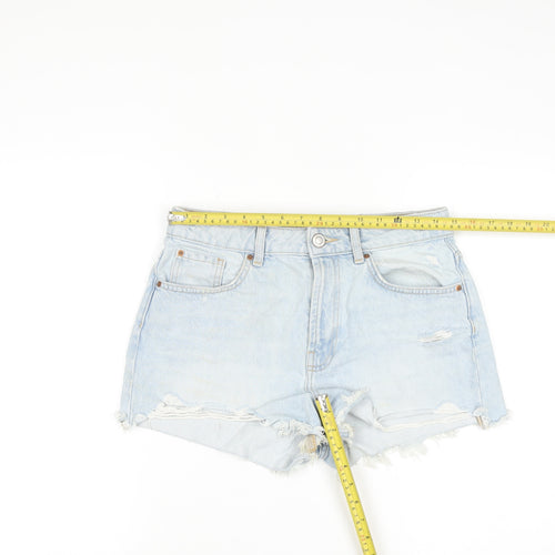 Primark Women Light Blue High Rise Cut-Off Denim Shorts Size 10