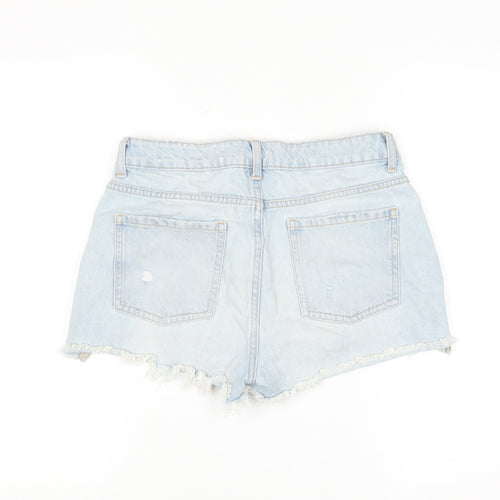 Primark Women Light Blue High Rise Cut-Off Denim Shorts Size 10