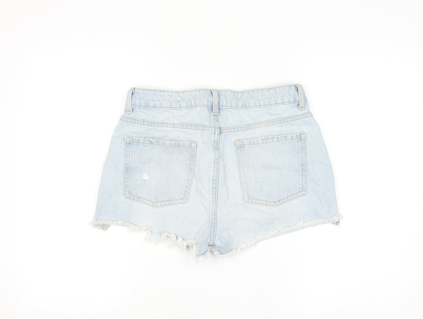 Primark Women Light Blue High Rise Cut-Off Denim Shorts Size 10