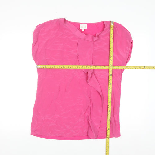 East Women’s Pink Silk Blend Ruffle V-Neck Sleeveless Tunic Blouse Size 12