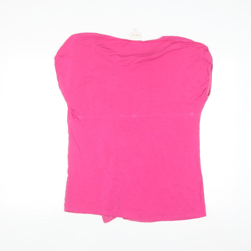 East Women’s Pink Silk Blend Ruffle V-Neck Sleeveless Tunic Blouse Size 12