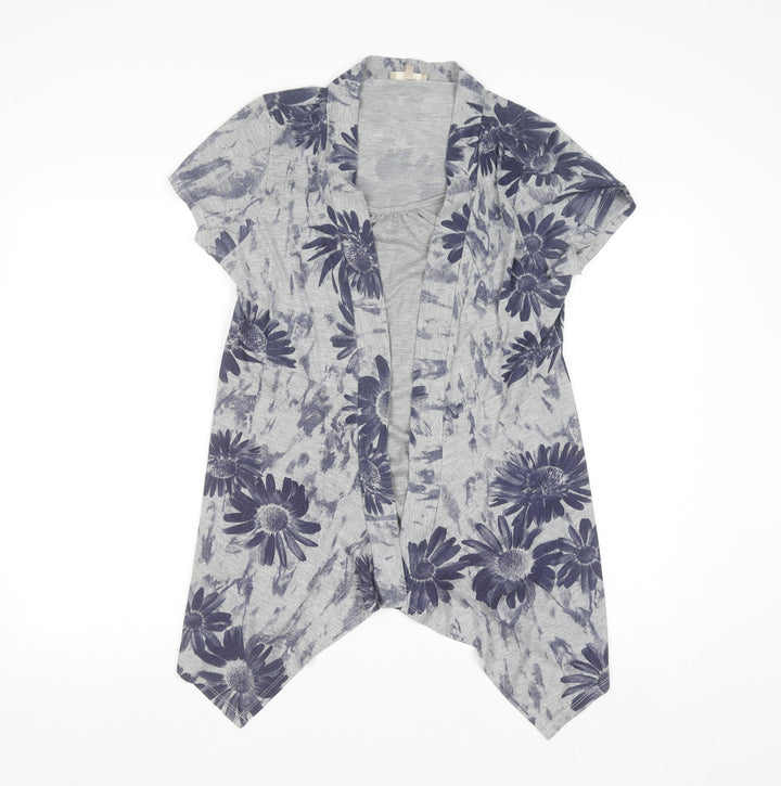 Soon Women’s Grey Floral Kimono Blouse Size 16 Regular Fit