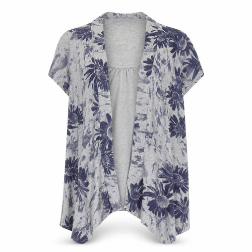 Soon Women’s Grey Floral Kimono Blouse Size 16 Regular Fit