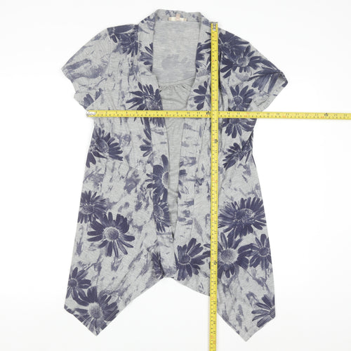 Soon Women’s Grey Floral Kimono Blouse Size 16 Regular Fit