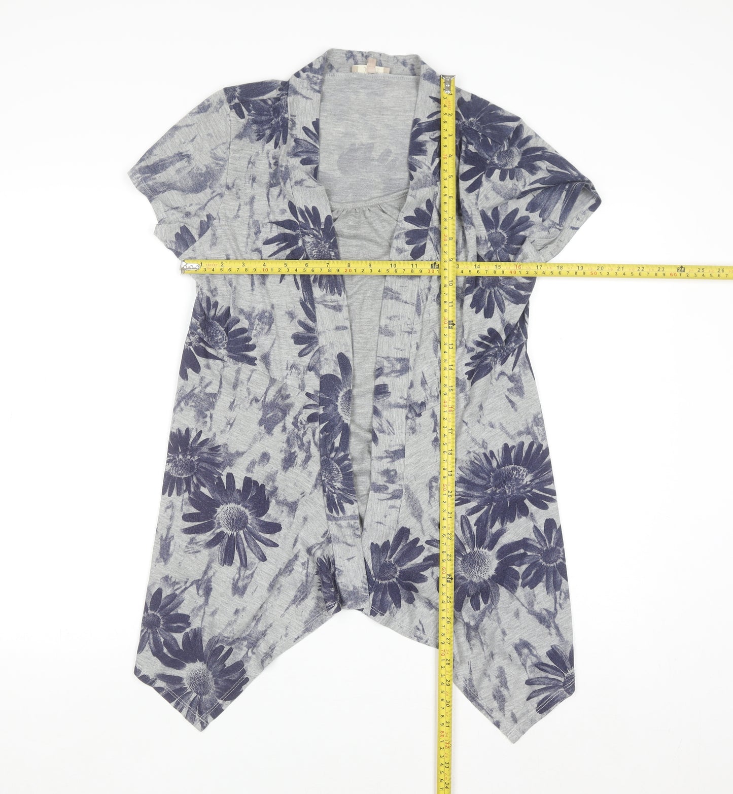 Soon Women’s Grey Floral Kimono Blouse Size 16 Regular Fit