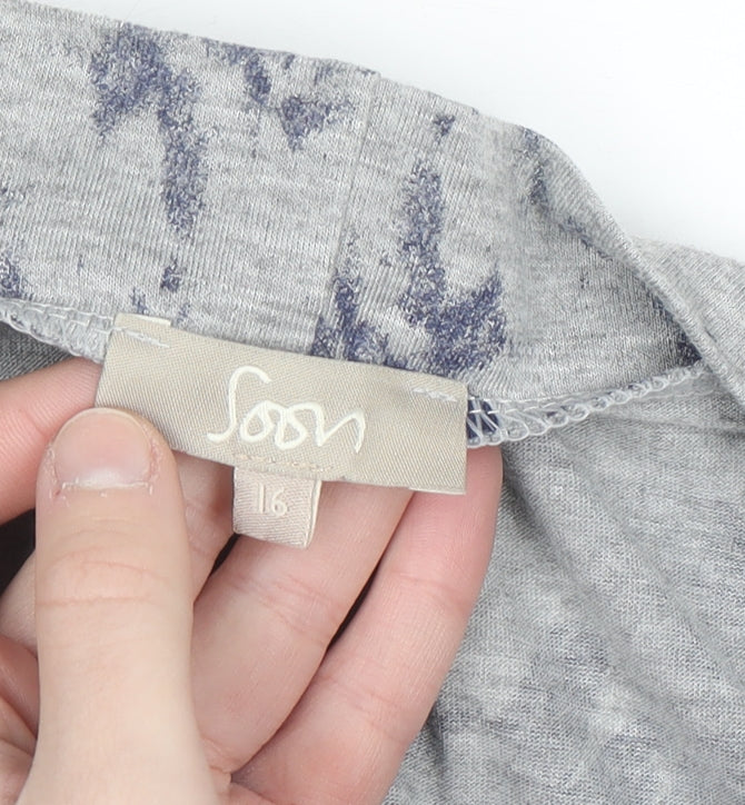 Soon Women’s Grey Floral Kimono Blouse Size 16 Regular Fit
