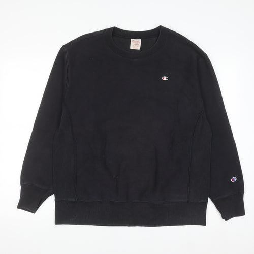 Champion Mens Black XL Pullover Crew Neck Fleece Sweatshirt