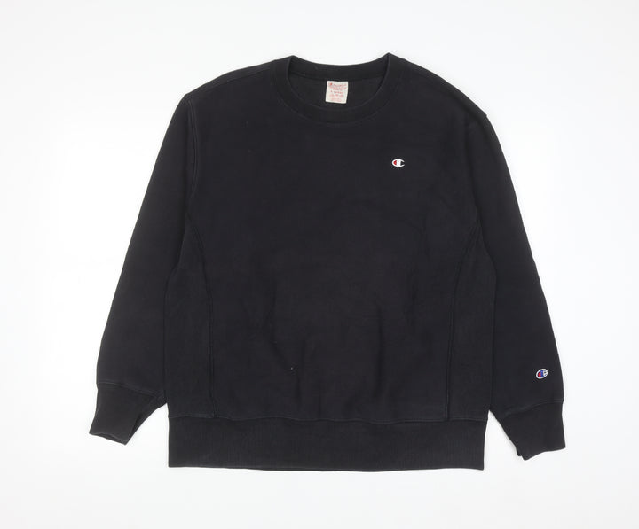 Champion Mens Black XL Pullover Crew Neck Fleece Sweatshirt