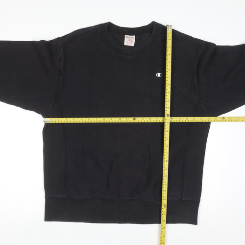 Champion Mens Black XL Pullover Crew Neck Fleece Sweatshirt