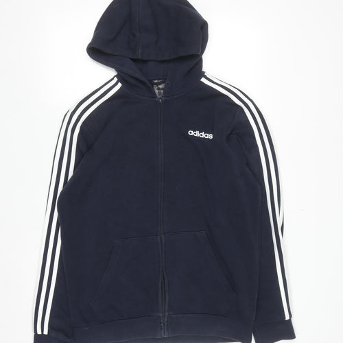 Adidas Men's Blue Full Zip Hoodie Size M Sportswear Hooded Sweatshirt