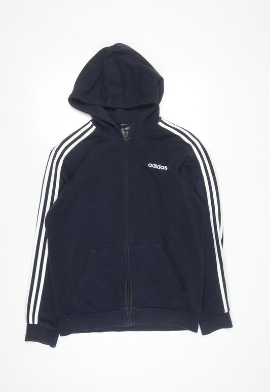 Adidas Men's Blue Full Zip Hoodie Size M Sportswear Hooded Sweatshirt