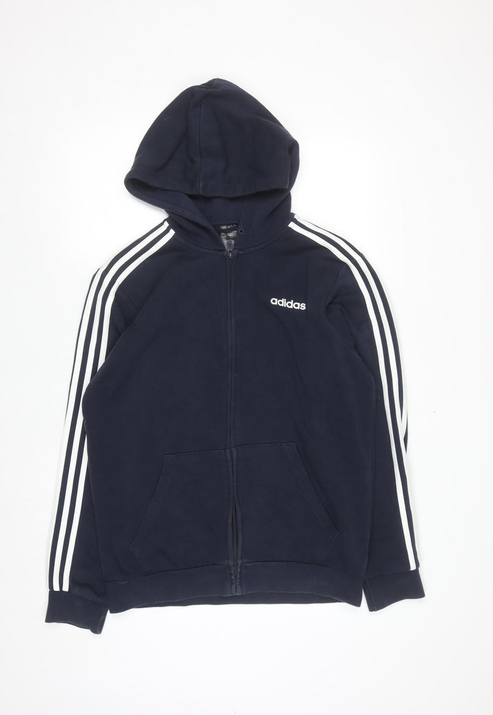 Adidas Men's Blue Full Zip Hoodie Size M Sportswear Hooded Sweatshirt