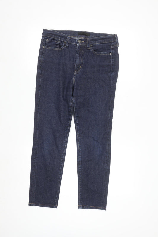 Uniqlo Women’s Blue Slim Straight Jeans Size 10 Mid Rise Stretch Denim