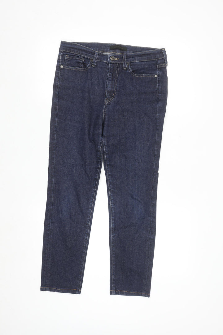 Uniqlo Women’s Blue Slim Straight Jeans Size 10 Mid Rise Stretch Denim
