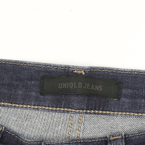 Uniqlo Women’s Blue Slim Straight Jeans Size 10 Mid Rise Stretch Denim