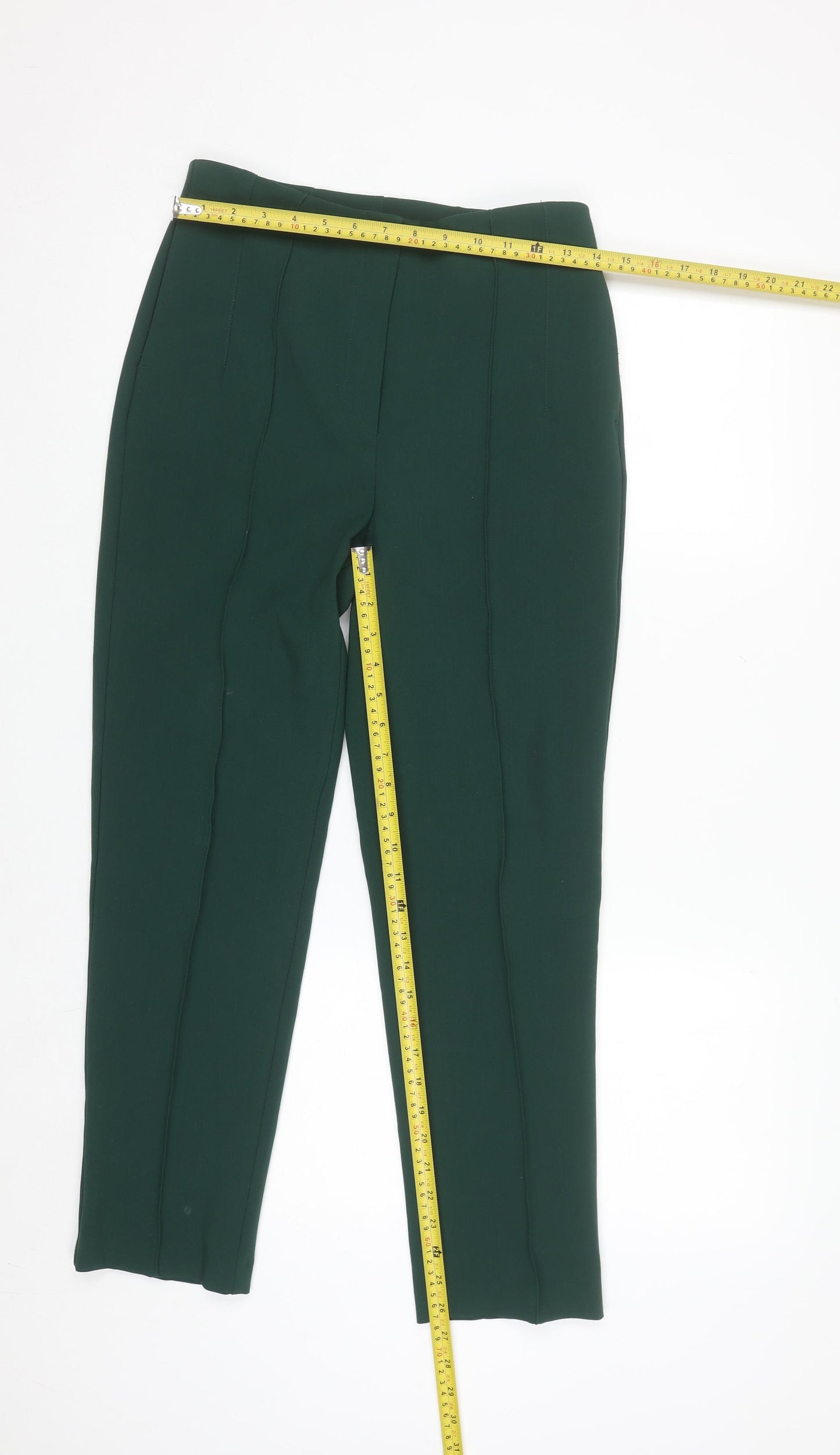 Gallery Women Green Size 8 Slim Fit Tapered Trousers