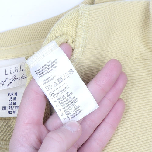 H&M L.O.G.G. Womens Yellow Pullover Sweatshirt Size 12 Cotton Blend