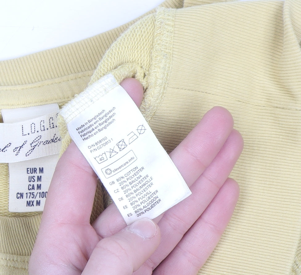 H&M L.O.G.G. Womens Yellow Pullover Sweatshirt Size 12 Cotton Blend