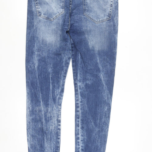 ZE ENZO Men's Blue Distressed Slim Fit Denim Jeans 30R