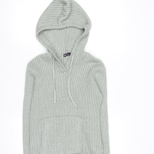 Marks and Spencer Women’s Soft Green Hooded Rib Knit Jumper Size M