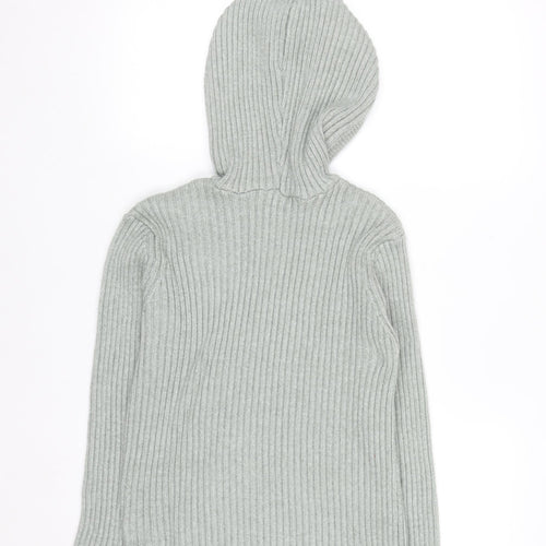 Marks and Spencer Women’s Soft Green Hooded Rib Knit Jumper Size M