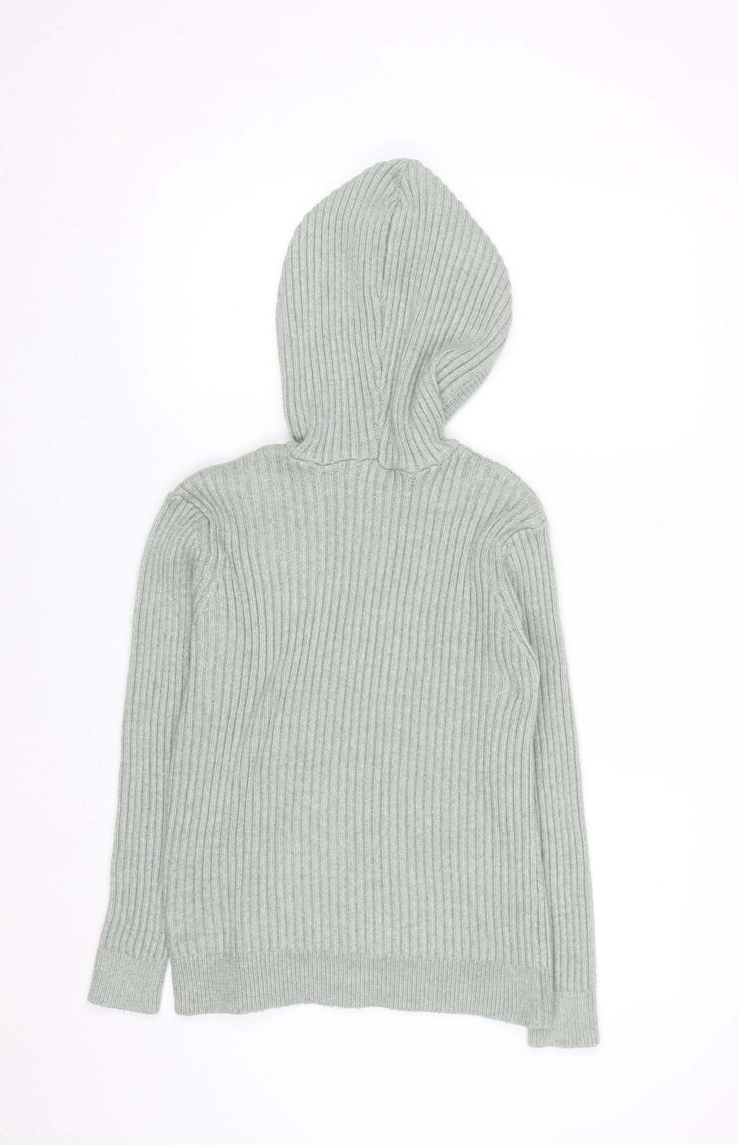 Marks and Spencer Women’s Soft Green Hooded Rib Knit Jumper Size M