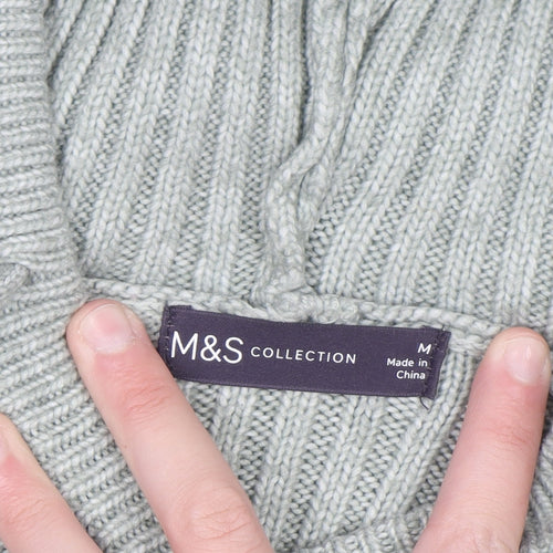 Marks and Spencer Women’s Soft Green Hooded Rib Knit Jumper Size M
