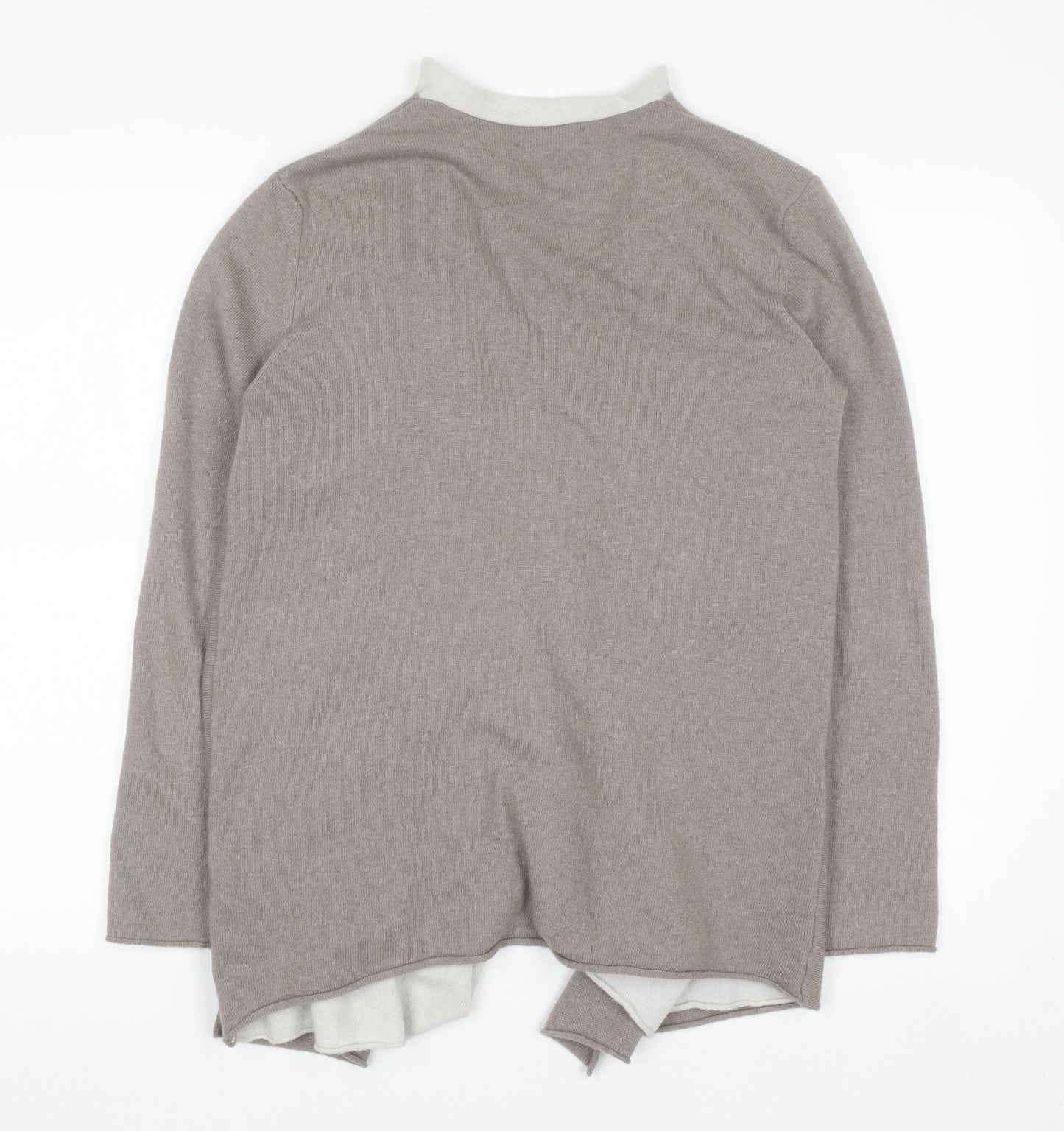 Benedetta B. Women's Beige Merino Wool Blend Open Cardigan L