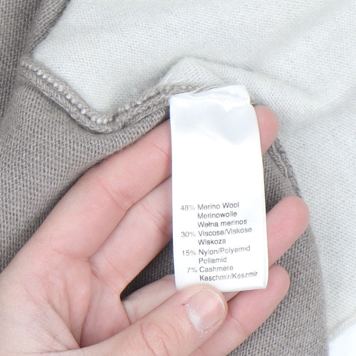 Benedetta B. Women's Beige Merino Wool Blend Open Cardigan L