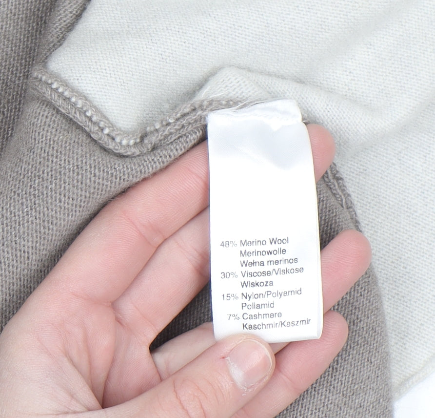 Benedetta B. Women's Beige Merino Wool Blend Open Cardigan L