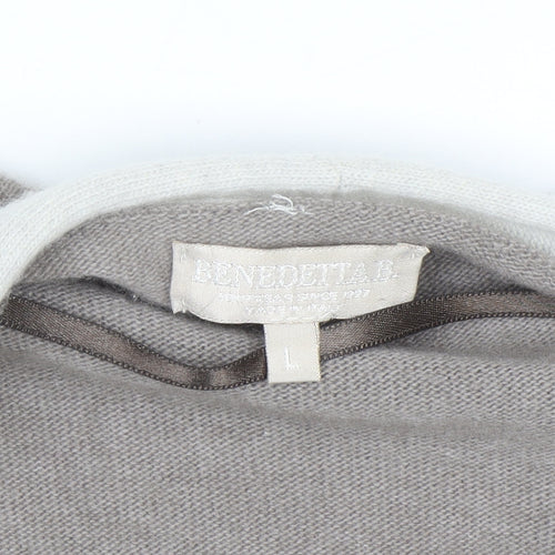 Benedetta B. Women's Beige Merino Wool Blend Open Cardigan L