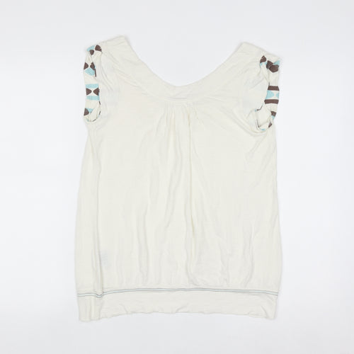 Fat Face Women’s Ivory Sleeveless Scoop Neck Tank Top Size 12