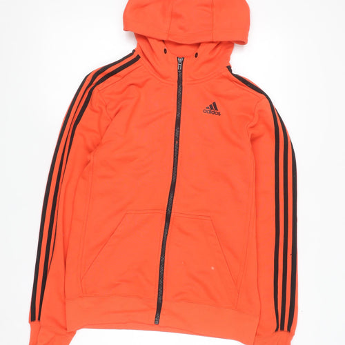 Adidas Men's Orange Full Zip Hoodie Small Sports Essentials Climalite