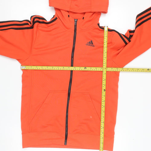 Adidas Men's Orange Full Zip Hoodie Small Sports Essentials Climalite