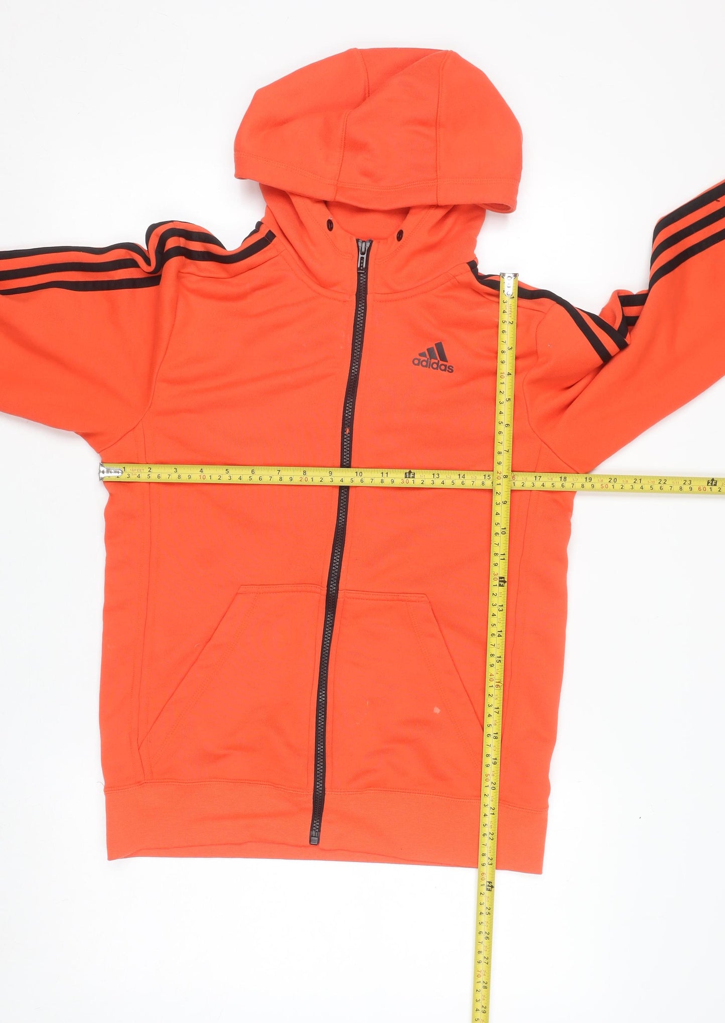 Adidas Men's Orange Full Zip Hoodie Small Sports Essentials Climalite