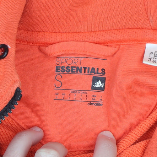 Adidas Men's Orange Full Zip Hoodie Small Sports Essentials Climalite