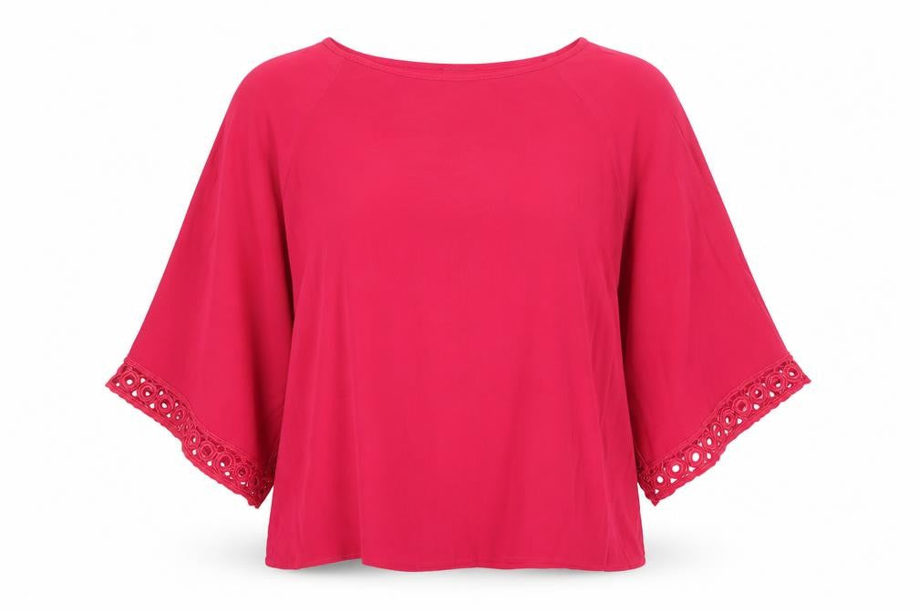 Phase Eight Women’s Pink Viscose Lace Trim Tunic Top Size 18