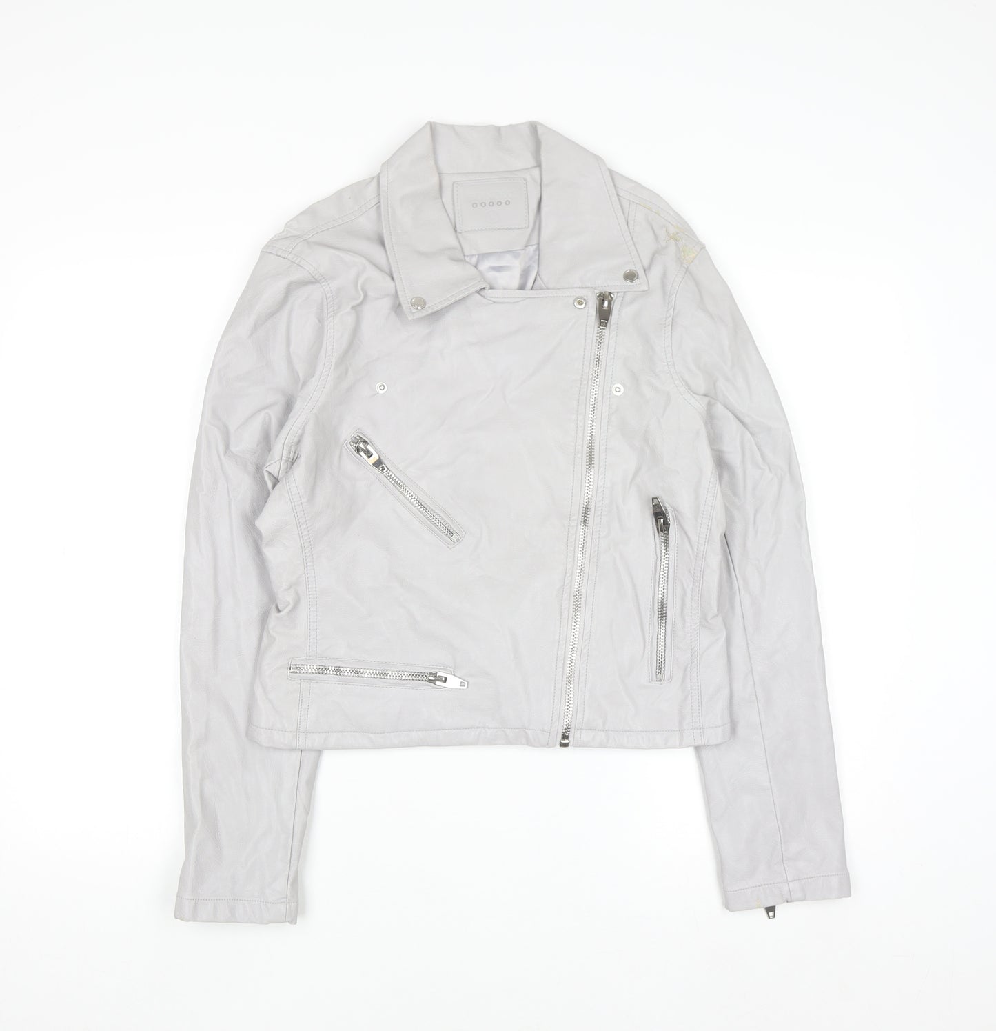 BLANKNYC Womens Grey Faux Leather Biker Jacket Size L
