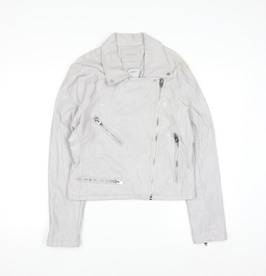 BLANKNYC Womens Grey Faux Leather Biker Jacket Size L
