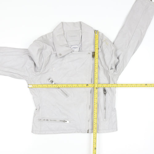 BLANKNYC Womens Grey Faux Leather Biker Jacket Size L