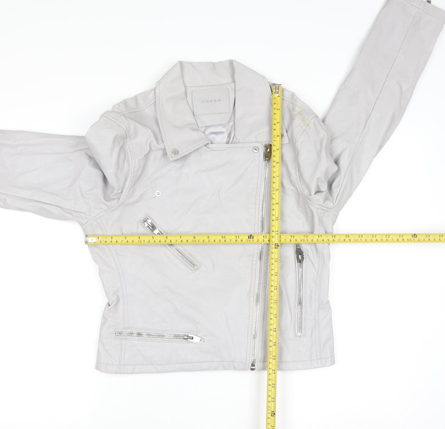 BLANKNYC Womens Grey Faux Leather Biker Jacket Size L